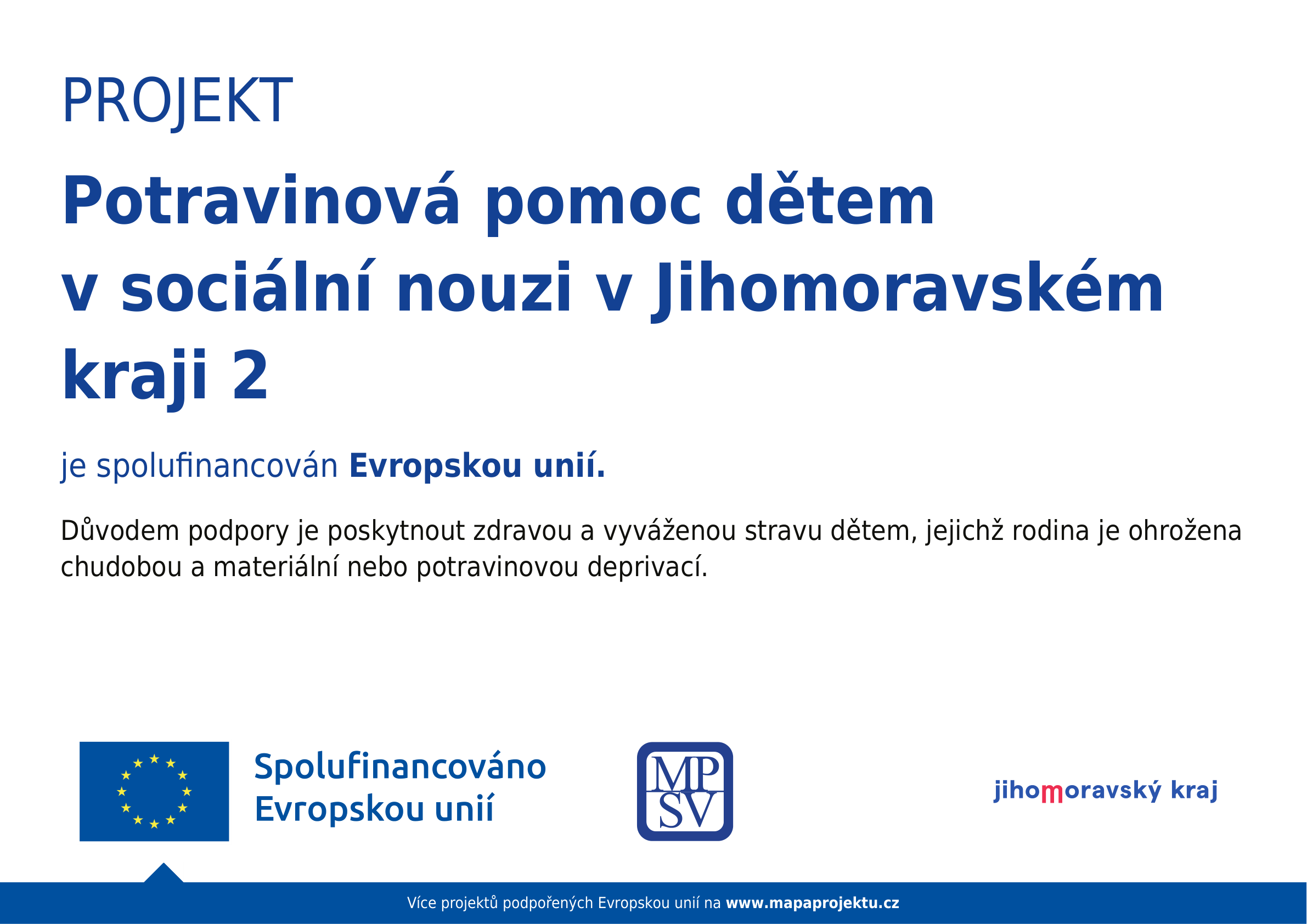 Plakát projektu Potravinová pomoc dětem v sociální nouzi v Jihomoravském kraji 2